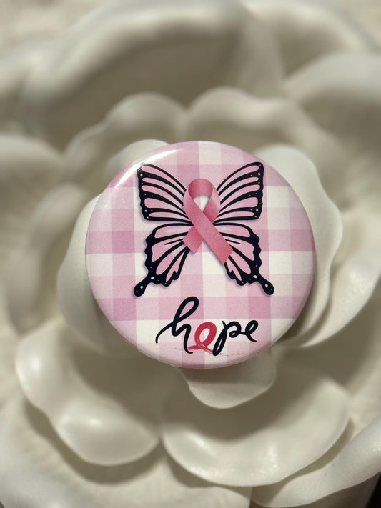 Breast Cancer Hope 2.5 inch round magnet , kitchen decor, office decor, Stocking stuffer, support gift (2.5 inch round)
