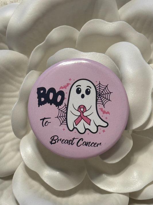 Boo to Breast Cancer Cute Ghost 2.5-inch round Fridge magnet, kitchen decor, office decor, Stocking stuffer, support gift (2.5 inch round)